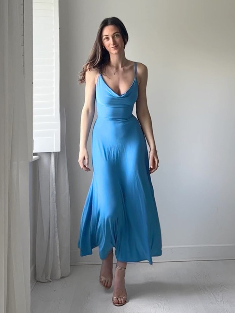 Robe Élégante Ajustée Col V Femme