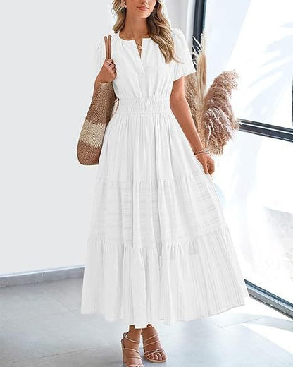 Robe Volantée à Manches Bouffantes