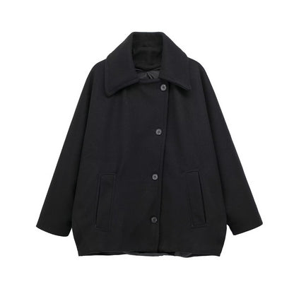 Manteau Court en Laine Mélangée – Charme Automnal