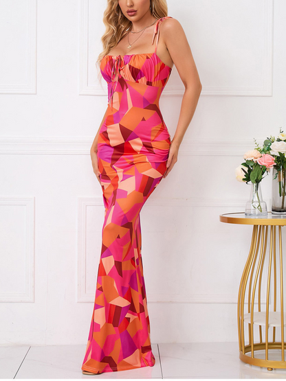 Robe Imprimée Fluide à Épaules Dénudées
