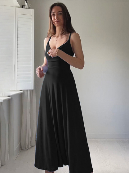 Robe Élégante Ajustée Col V Femme