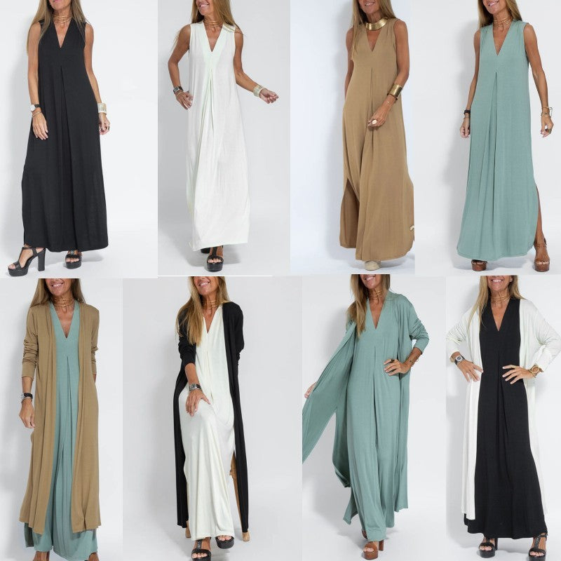 Tenue Décontractée V-Neck & Long Cardigan