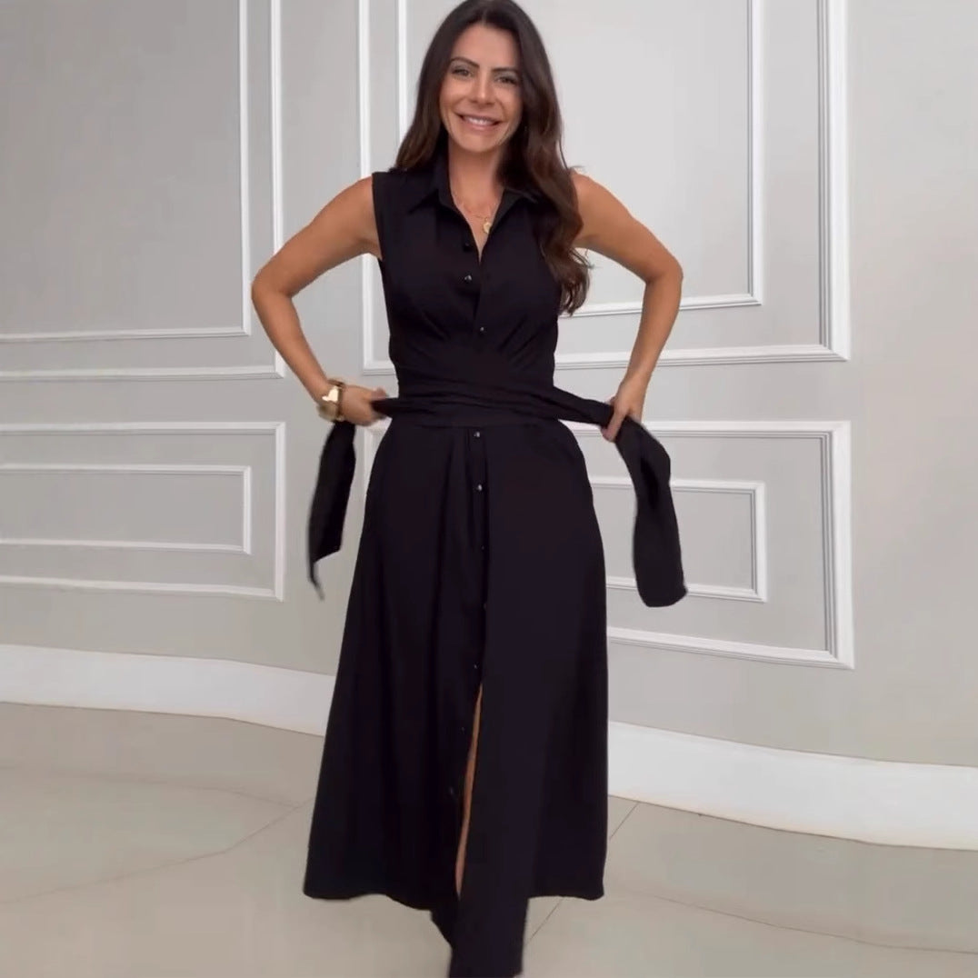 Robe Élégante à Décolleté en V avec Effet Deux-en-Un