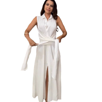 Robe Élégante à Décolleté en V avec Effet Deux-en-Un