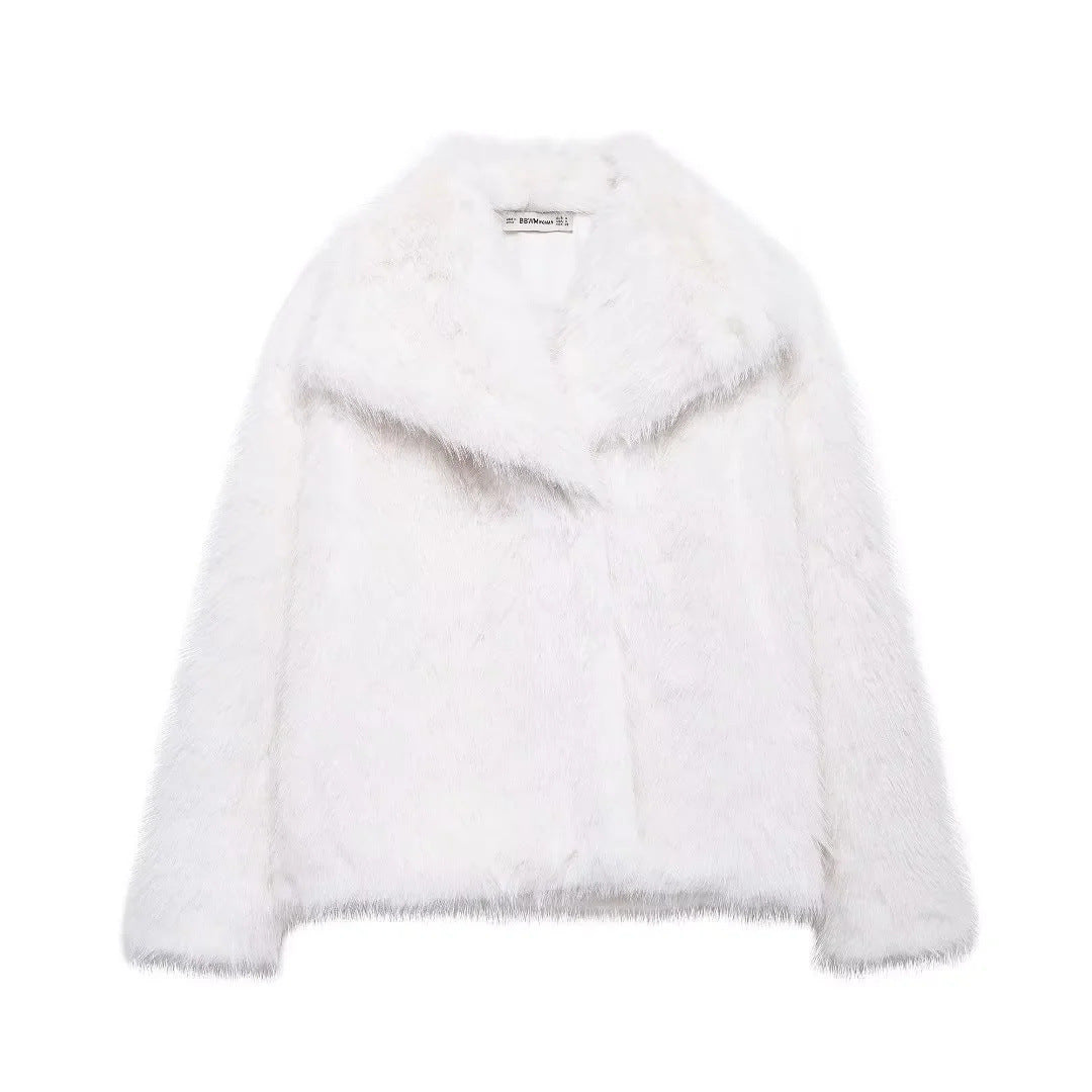 Veste duveteuse en fausse fourrure pour femme