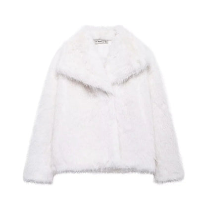 Veste duveteuse en fausse fourrure pour femme