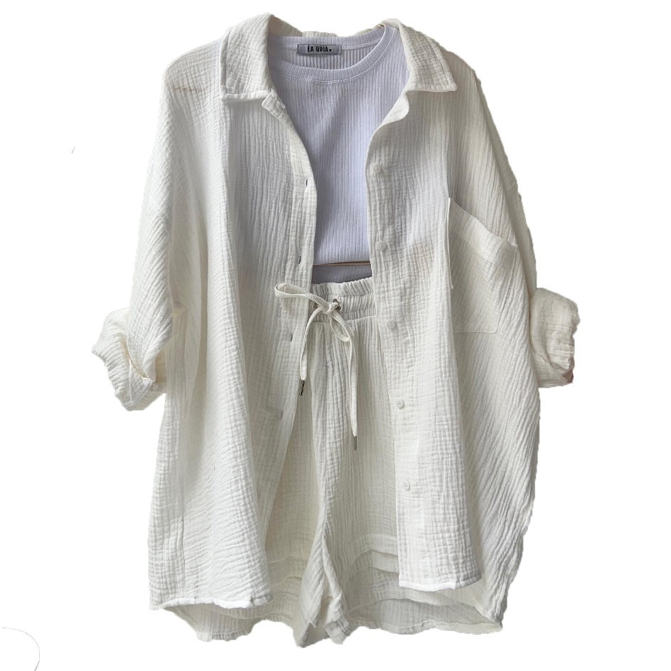 Look Printanier Décontracté – Ensemble Chemise & Short Taille Haute