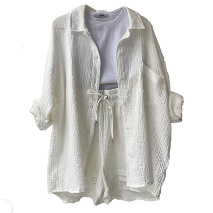 Look Printanier Décontracté – Ensemble Chemise & Short Taille Haute