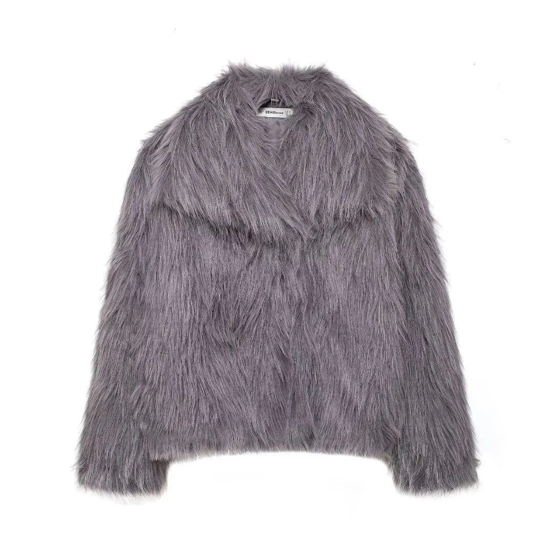 Veste duveteuse en fausse fourrure pour femme