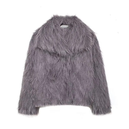 Veste duveteuse en fausse fourrure pour femme