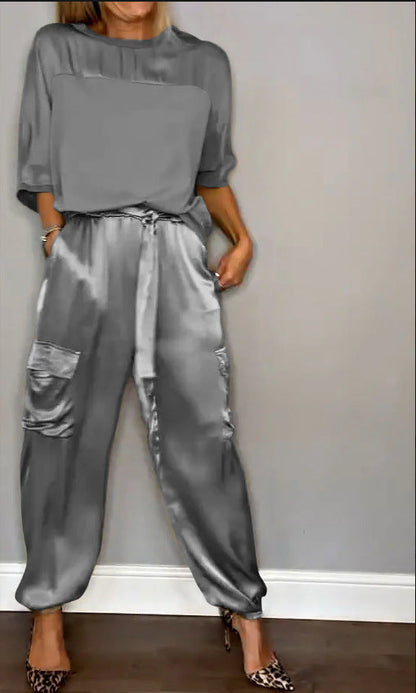 Ensemble 2 Pièces Femme en Satin Doux