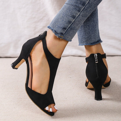 Sandales à Talons Zip & Bout Ouvert