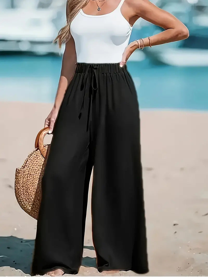Pantalon Large Décontracté Élégant Femme
