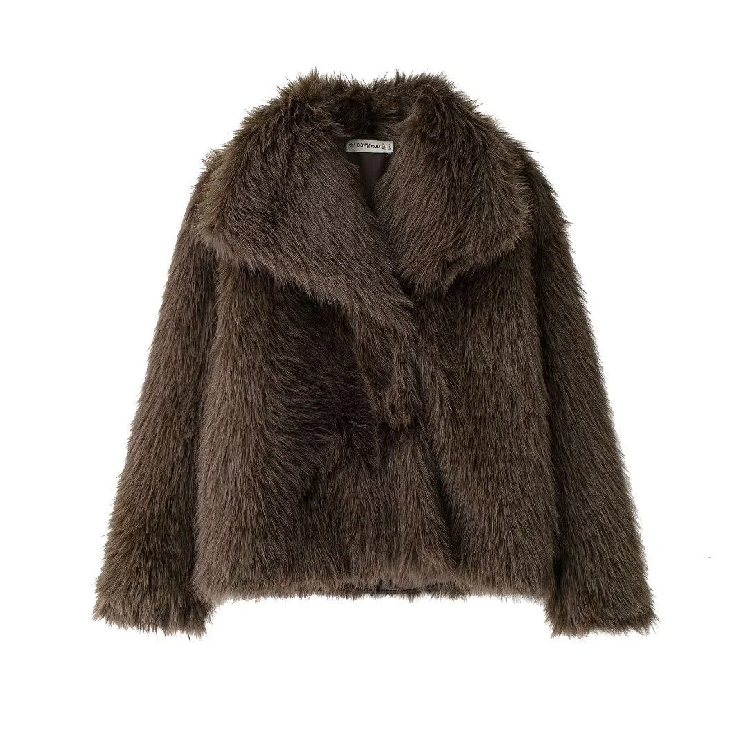 Veste duveteuse en fausse fourrure pour femme