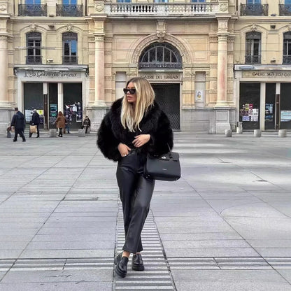 Veste duveteuse en fausse fourrure pour femme