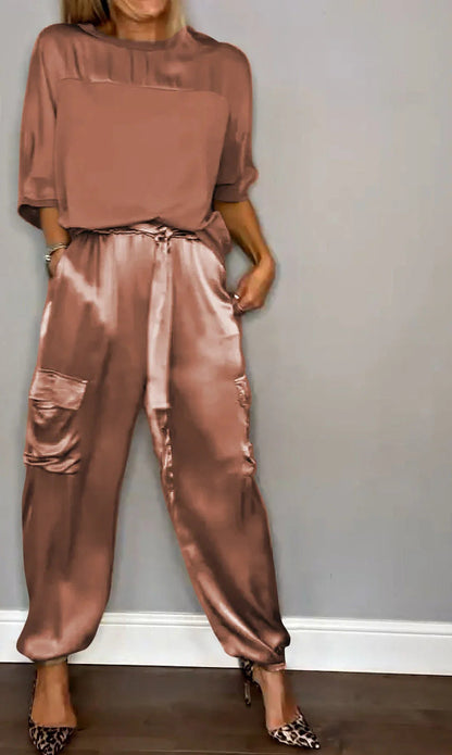 Ensemble 2 Pièces Femme en Satin Doux