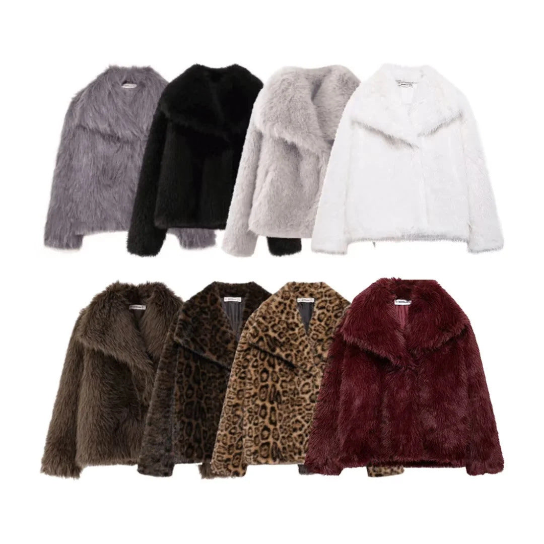 Veste duveteuse en fausse fourrure pour femme